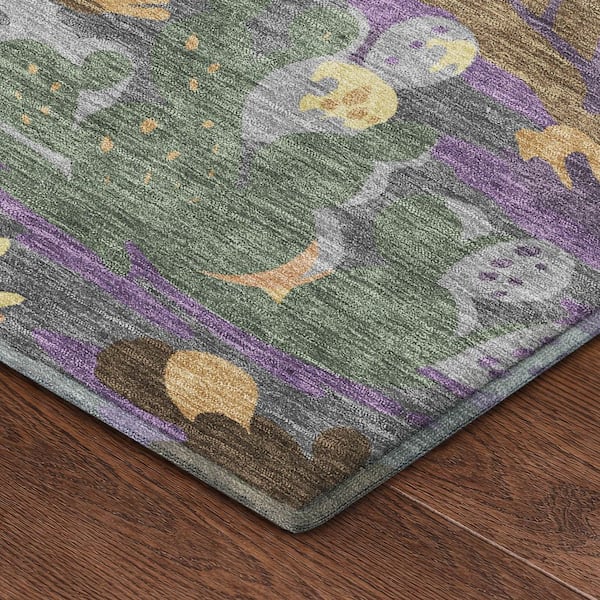 Mayfield Premium Machine Washable Abstract AMF2496 Purple 8 ft. x 10 ft. Area Rug