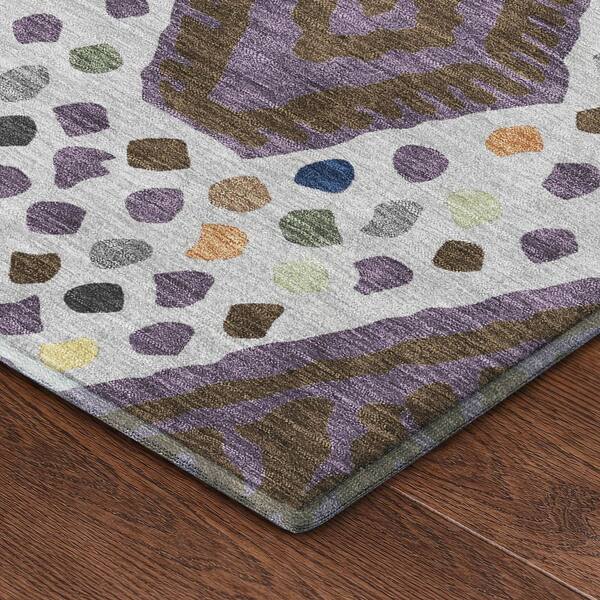 Mayfield Premium Machine Washable Abstract AMF2457 Plum 9 ft. x 12 ft. Area Rug