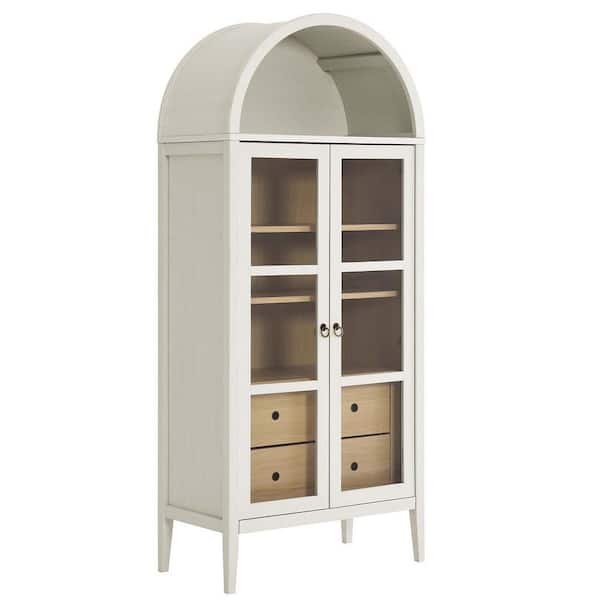 MODWAY Nolan 71 in. Tall Arched Storage Display Cabinet in White Oak