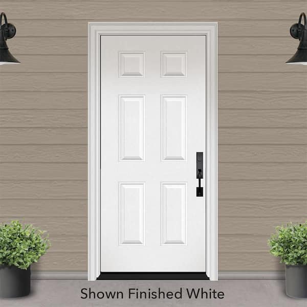 Regency 36 in. x 96 in. Left-Handed 6 Panel Unfinished White Mahogany Fiberglass Front Door Slab