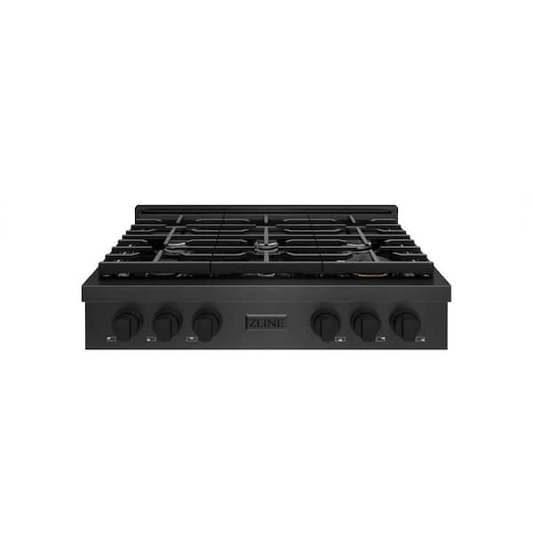 36 in. Paramount Gas Rangetop with 6 Burners and Porcelain Cooktop in Black Satin Stainless Steel