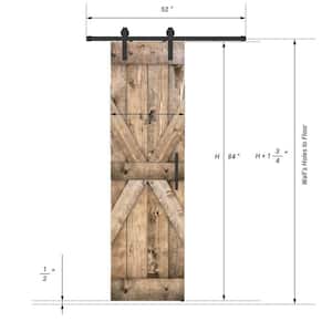 Mid X Series 24 in. x 84 in. Fully Set Up Dark Walnut Finished Pine Wood Sliding Barn Door With Hardware Kit