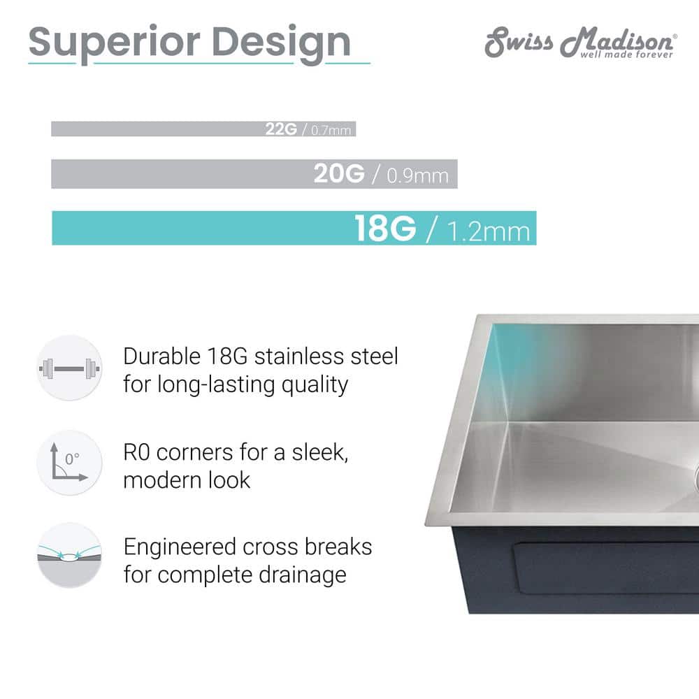 Tourner 27 x 19 Stainless Steel Single Basin Drop-In Kitchen Sink