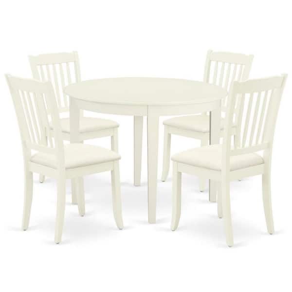 East West Furniture 5-Piece Buttermilk and Cherry Solid Wood Top - Round Dining Room Set - Seats 4