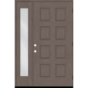 Regency 53 in. x 80 in. 8-Panel LHOS Ashwood Stain Mahogany Fiberglass Prehung Front Door with 14 in. Sidelite