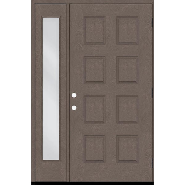 Steves & Sons Regency 57 in. x 96 in. 8-Panel LHOS Ashwood Stain Mahogany Fiberglass Prehung Front Door with 12 in. Sidelite