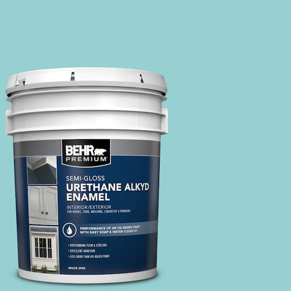 BEHR PREMIUM 5 gal. #M460-3 Big Surf Urethane Alkyd Semi-Gloss Enamel  Interior/Exterior Paint 390005 - The Home Depot