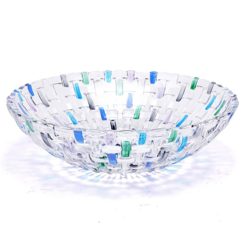 Hand Painted Blue Woven Glass Crystal Salad and Fruit Bowl Decoration, Centerpiece for Home, Fruit, Snack, Dessert price history on PriceWatchPro