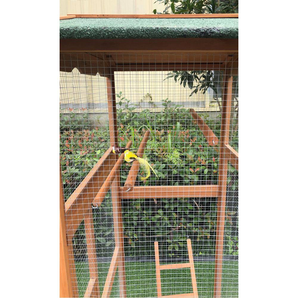 Hanover Rustic Stained Fir Wood Outdoor Bird Cage with Waterproof Roof