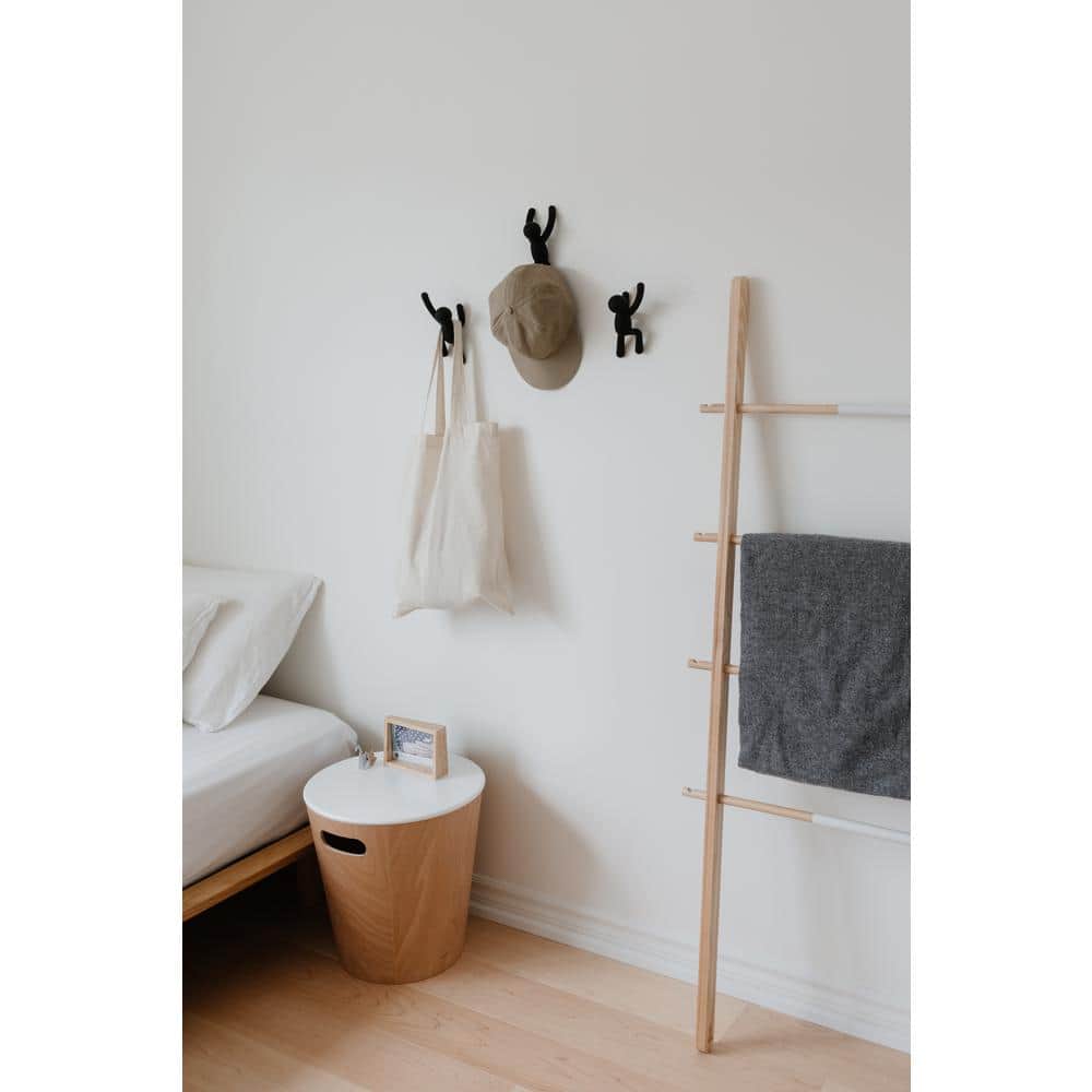 Black Plastic Buddy Wall Hooks Set of 3