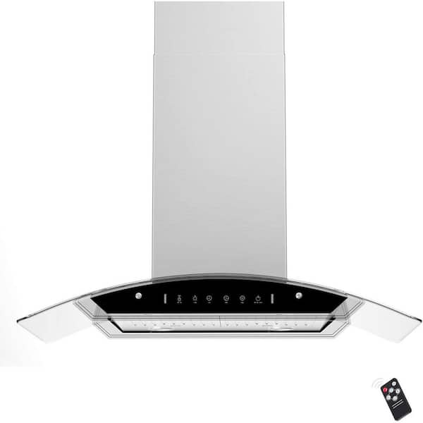 Dalxo 30 in. 900 CFM Ducted Island Mount Range Hood in White Stainless Steel with 3-speeds and gesture Control