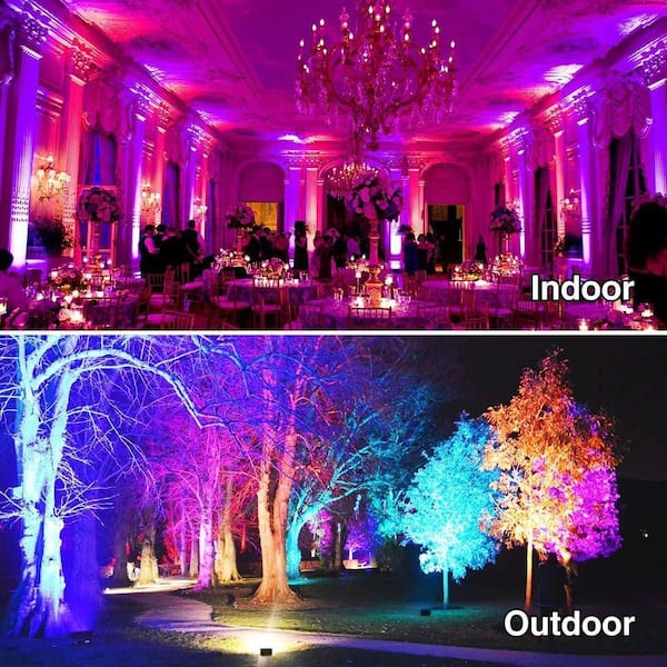 30W Black Plug-In Integrated LED Landscape Flood Light with Remote,120 Colors, 2700K Warm White, IP66 Waterproof, 2-Pack