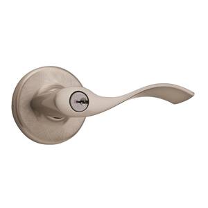 Balboa Satin Nickel Keyed Entry Door Handle with Microban Antimicrobial Technology