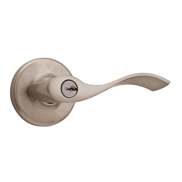 Kwikset Balboa Satin Nickel Keyed Entry Door Handle with Pin & Tumbler featuring Microban Technology