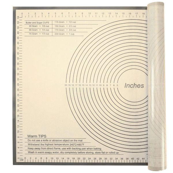 26 in. x 34 in. Silicone Pastry Mat, Nonstick Baking Mat for Dough, Pastry, Pie Crust, Fondant, Bread, Cookies, Gray