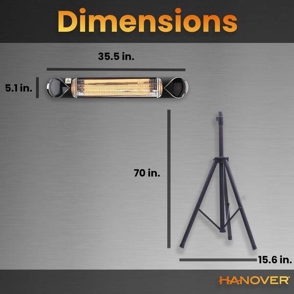 Hanover 35.4 in. 1500-Watt Infrared Electric Patio Heater with Remote  Control and Tripod Stand in Black HAN1052ICBLK-TP - The Home Depot
