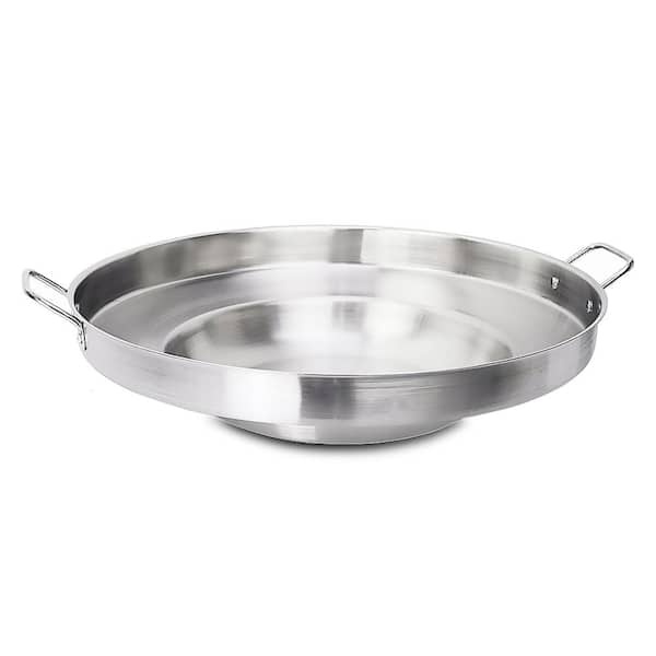 Stark 23 in. Round Stainless Steel Comal Wok Griddle Multi Cooker Concave Fry pan