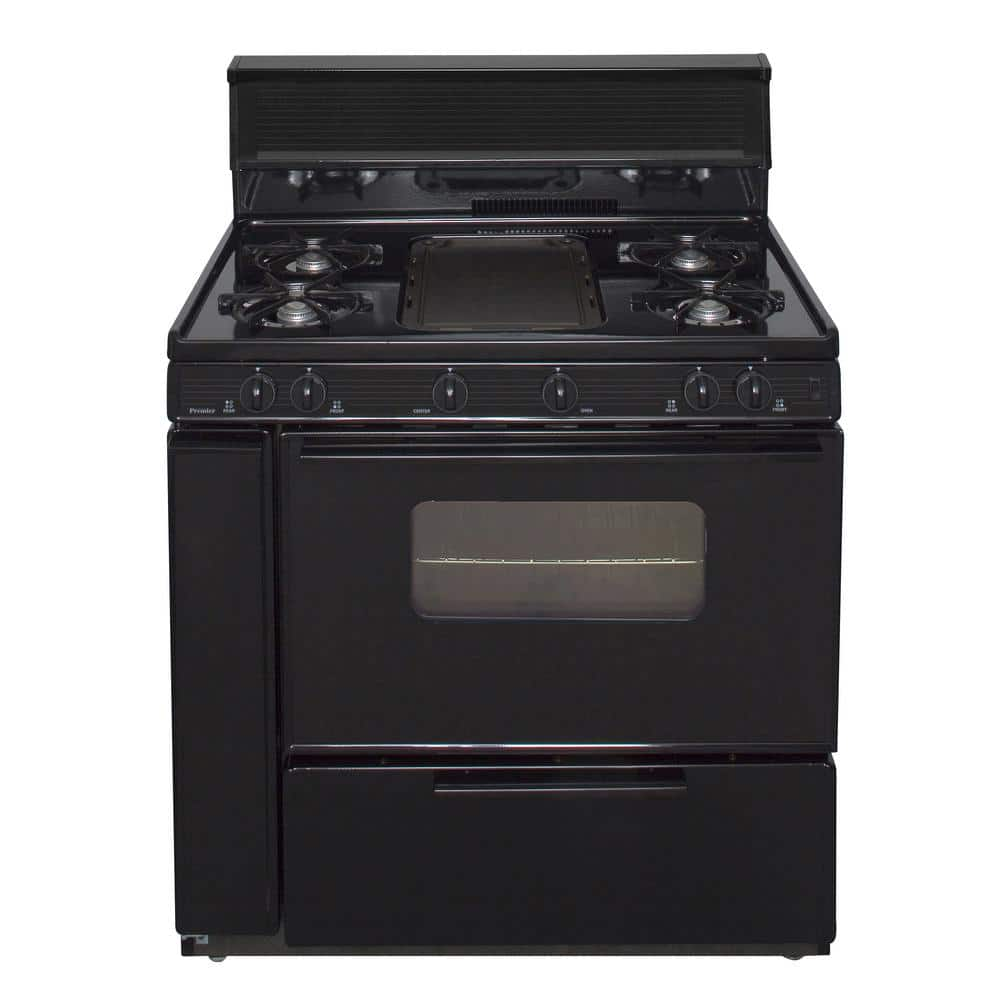 36 in. 3.91 cu. ft. Battery Spark Ignition Gas Range in Black -  Premier, BLK5S9BP