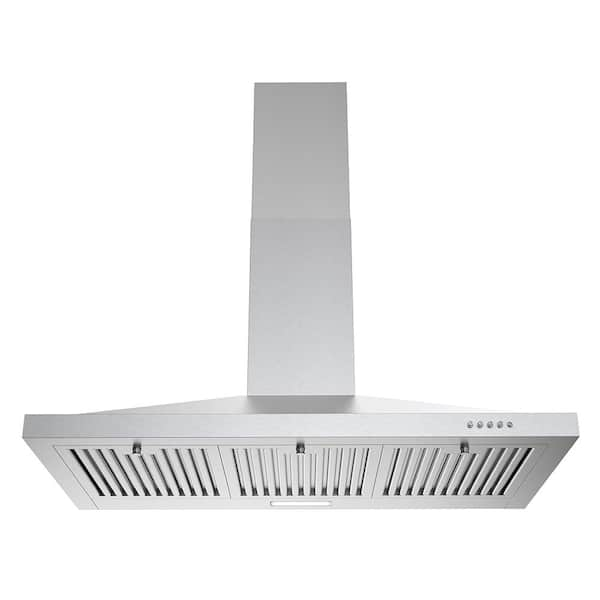 36 in. 450 CFM Convertible Wall Mount Range Hood in Black Stainless Steel