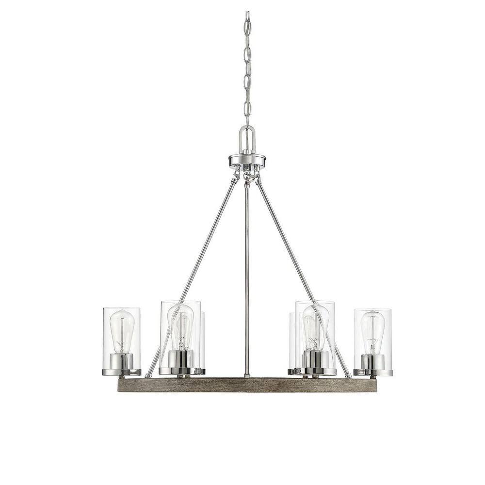 Greywood Chrome 5-Light Chandelier with Clear Glass Shades