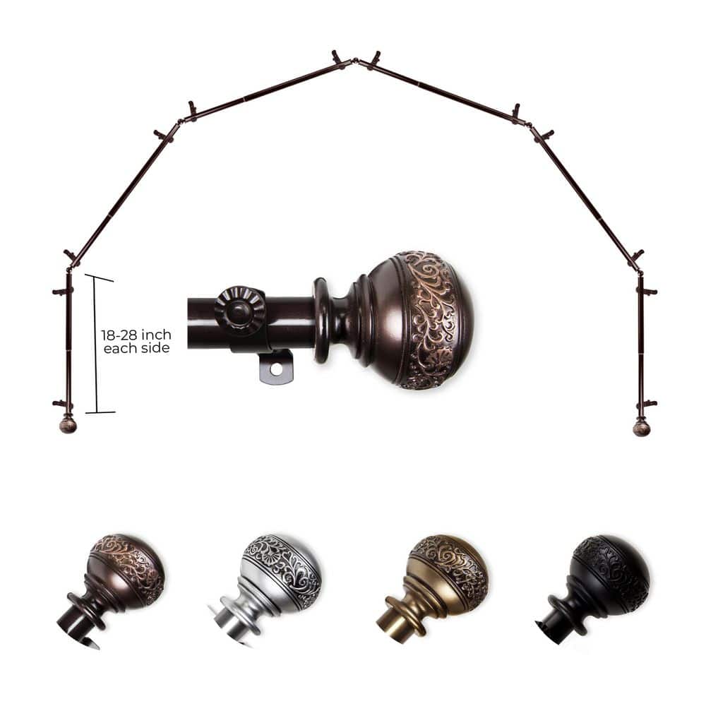 "13/16"" Naomi 6-Sided Bay Window Curtain Rod (18-28 inch each side)-Cocoa" price history on PriceWatchPro