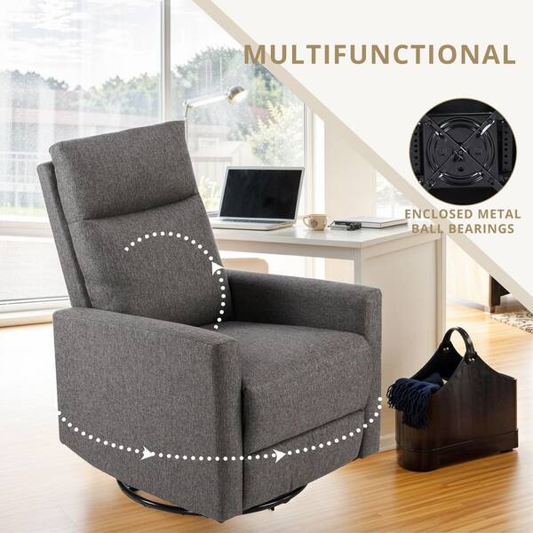 WONDER COMFORT Grey Fabric High Back Swivel Recliner Chair Glider