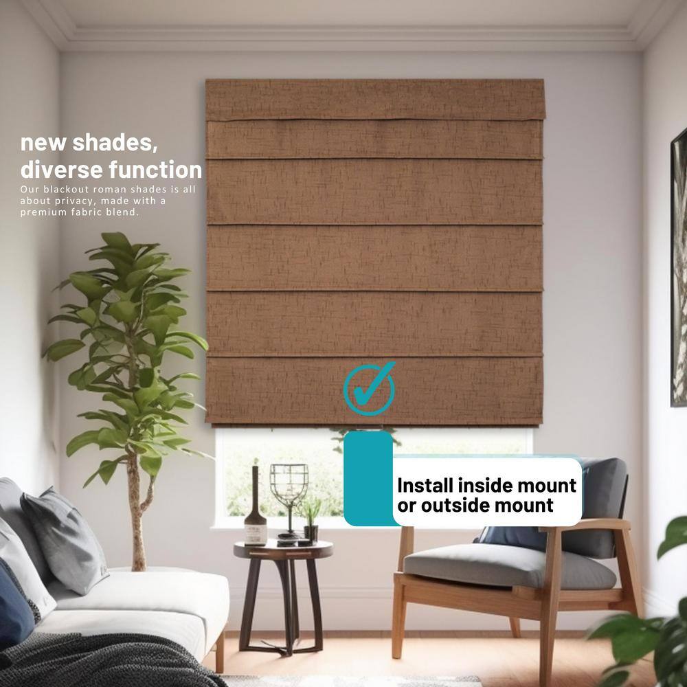 Cafe Blackout Cordless Fabric Roman Shades 23"W x 64"H