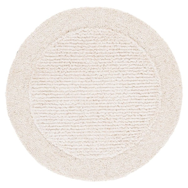 Novelty 3 ft. x 3 ft. Round Beige Casual Braided Solid Color Area Rug