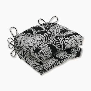 Paisley 17.5 in. x 17 in. 2-Piece Outdoor Dining Chair Cushion in Black/Ivory Addie