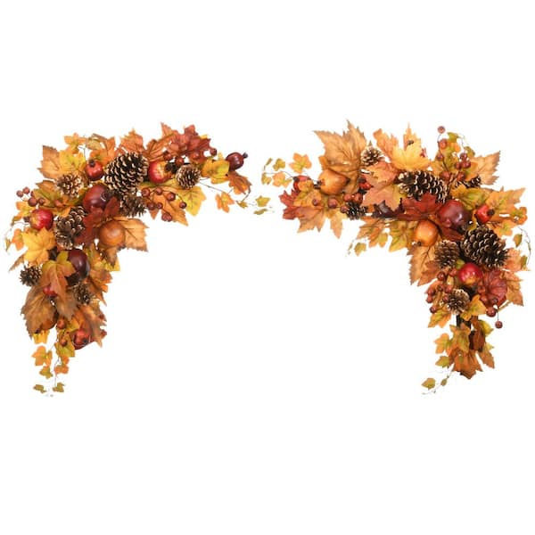 National Tree Company 30 in. Harvest Maple Leaves Corner Swags (Set of 2)