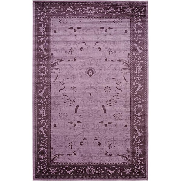 Unique Loom La Jolla Floral Violet 10' 6 x 16' 5 Area Rug