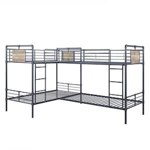 Cordelia Sandy Black and Dark Bronze Twin Bunk Bed with L-Shaped