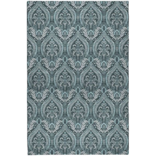 Dream Shag Premium Machine Washable Abstract ADS572 Teal 9 ft. x 12 ft. Area Rug