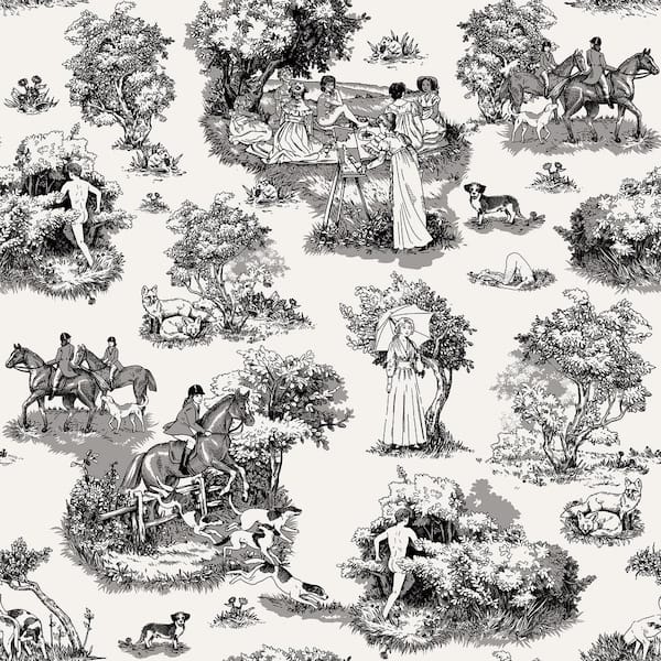 WallPOPs rachel antonoff NuWallpaper Black The Chase Matte Vinyl Peel and Stick Wallpaper