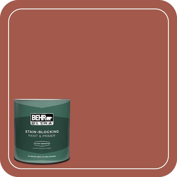 BEHR ULTRA 1 qt. #PPU2-15 Cajun Red Extra Durable Semi-Gloss Enamel Interior Paint & Primer