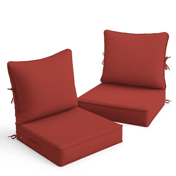 22 in. x 22 in. x 4 in. (2-Pack) Water-Resistant Outdoor Patio Replacement Dining Chair Couch Cushions, Terra Red