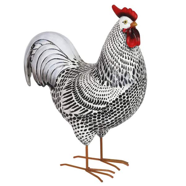 Exhart Black and White Rooster Statue