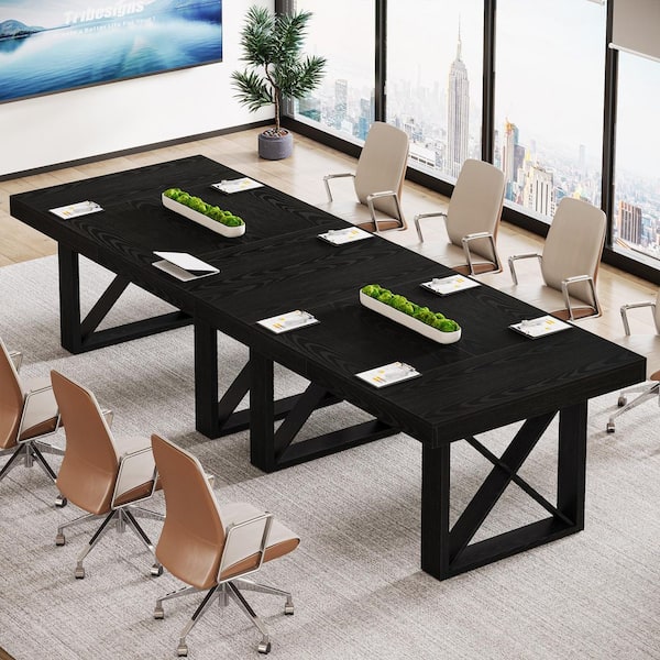 BYBLIGHT Moronia 63 in. Rectangle Black Wood Computer Desk