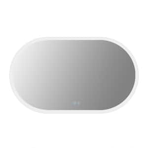 40 in. W x 28 in. H Oval Frameless Wall Mount Bathroom Vanity Mirror in Silver with LED Light Anti-Fog