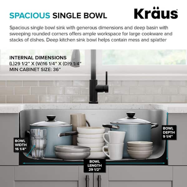 KRAUS Premier Undermount Stainless Steel 31 in. Single Bowl 