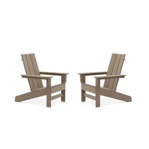 Aria Weathered Wood Recycled Plastic Modern Adirondack Chair (2-Pack)