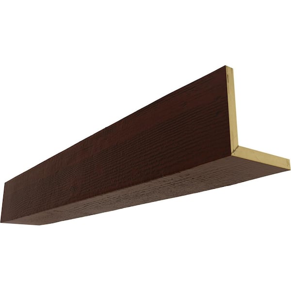 Ekena Millwork 4 in. x 12 in. x 24 ft. 2-Sided (L-Beam) Rough Sawn Natural Pecan Faux Wood Ceiling Beam