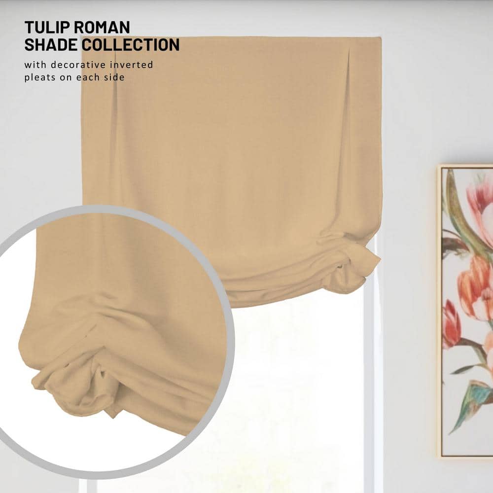 Khaki Cordless Fabric Roman Shades 35"W x 64"H