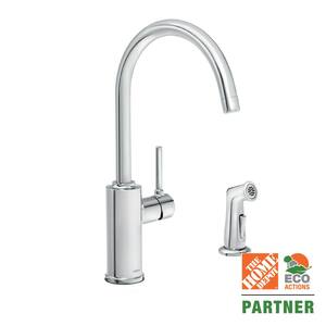 Sombra Single-Handle Standard Kitchen Faucet with Side Sprayer in Chrome