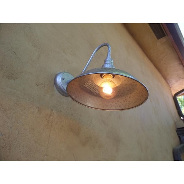 Lora 1-Light Galvanized Finish Outdoor Wall Mount Barn Light Sconce