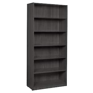 Magons 71 in. H Ash Grey Wood 6-Shelf High Standard Bookcase