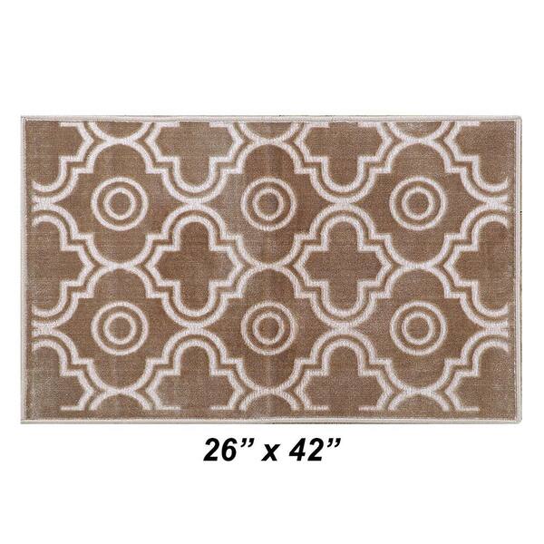 Better Trends Arya Collection Taupe 26 in. x 42 in. Polyester Rectangle Area Rug
