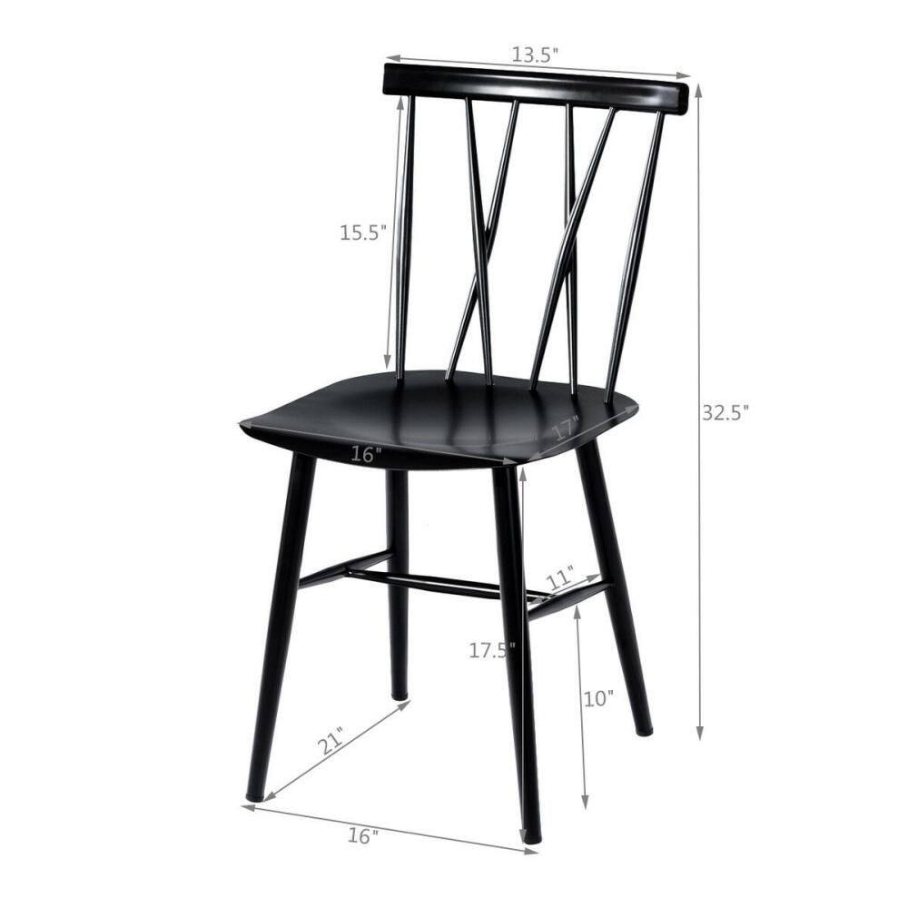 High Black Metal Cross Back Side Chair Set