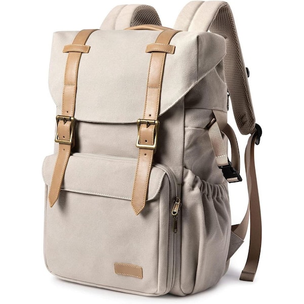 Camera Backpack Waterproof for DSLR with Laptop Space and Tripod Holder in Ivory White