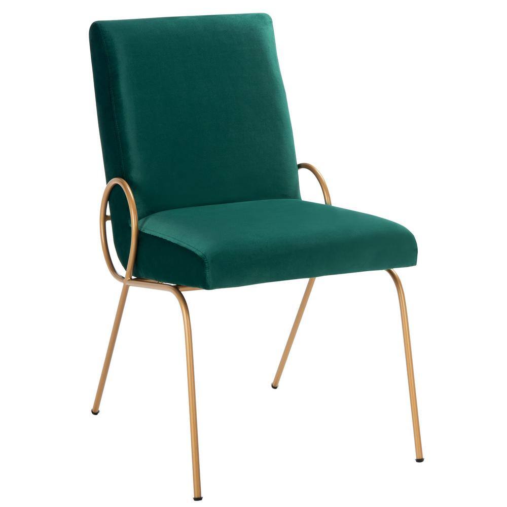 Emerald Velvet Upholstered Side Chair with Gold Metal Frame